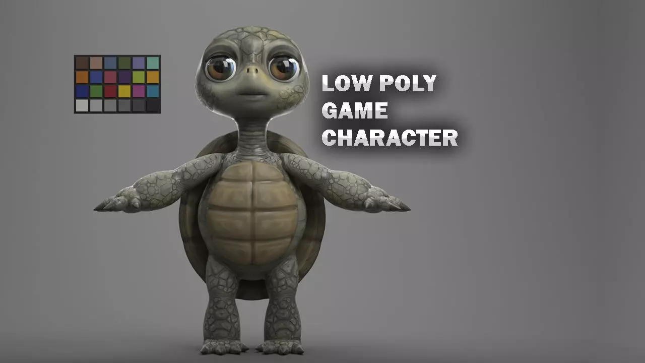TURTLE GAME READY CHARACTER LOW POLY RIGGED Low-poly 3D model_0