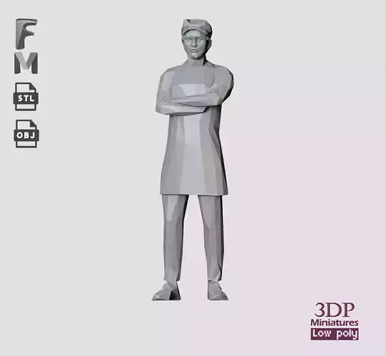 N1 Low Poly  Salesperson or Shopkeeper or baker Low-poly 3D model