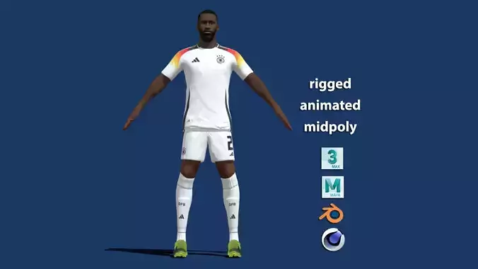 T-Pose Rigged Rudiger Germany Euro 2024