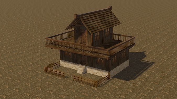 Medieval house eight 18 Low-poly 3D model 3