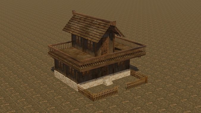 Medieval house eight 18 Low-poly 3D model 5