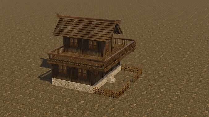 Medieval house eight 18 Low-poly 3D model 6