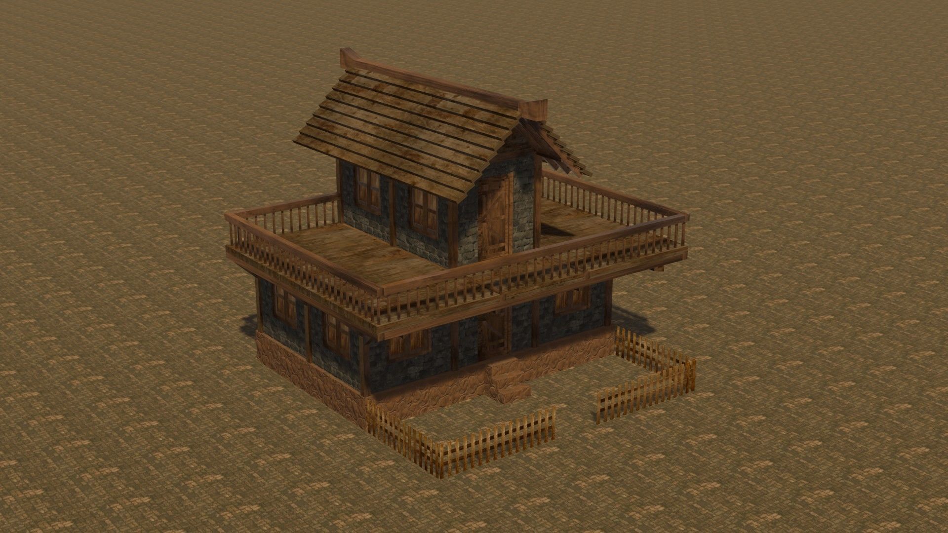 Medieval house eight 16 Low-poly 3D model_4