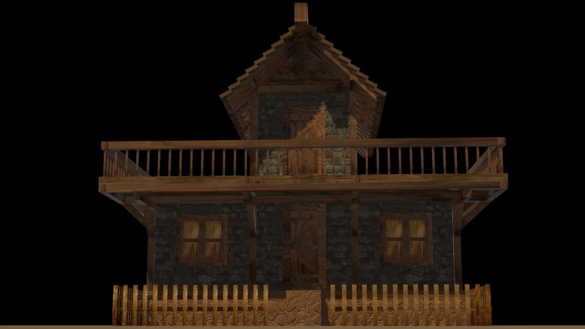 Medieval house eight 16 Low-poly 3D model_10