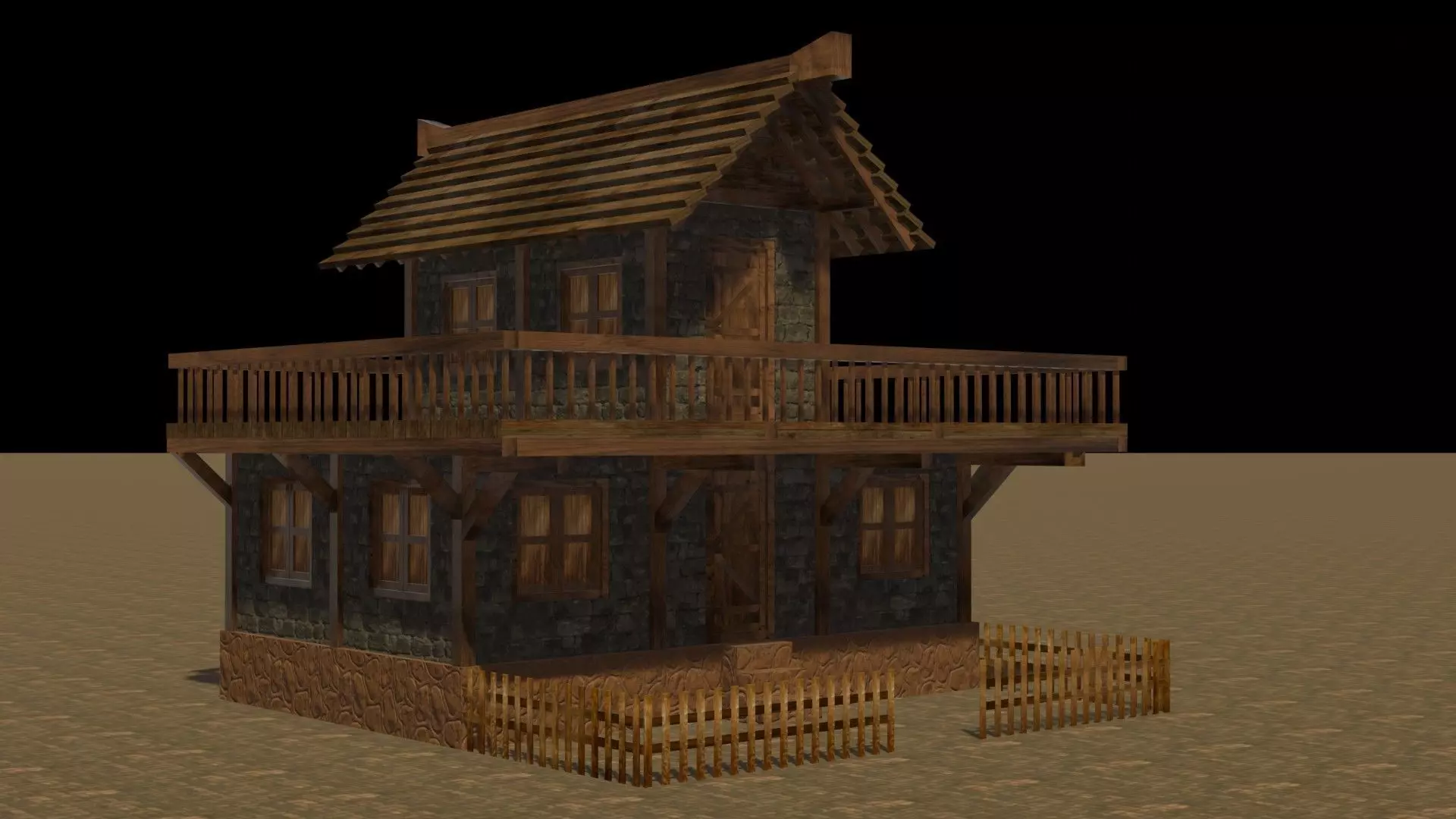 Medieval house eight 16 Low-poly 3D model_0