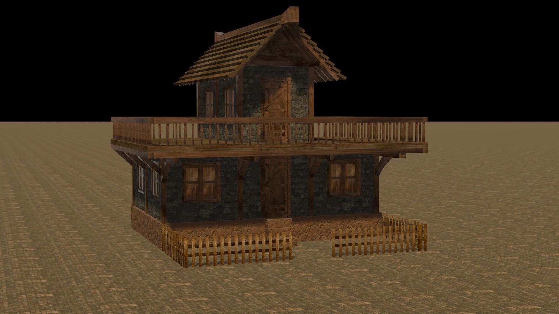 Medieval house eight 16 Low-poly 3D model_16