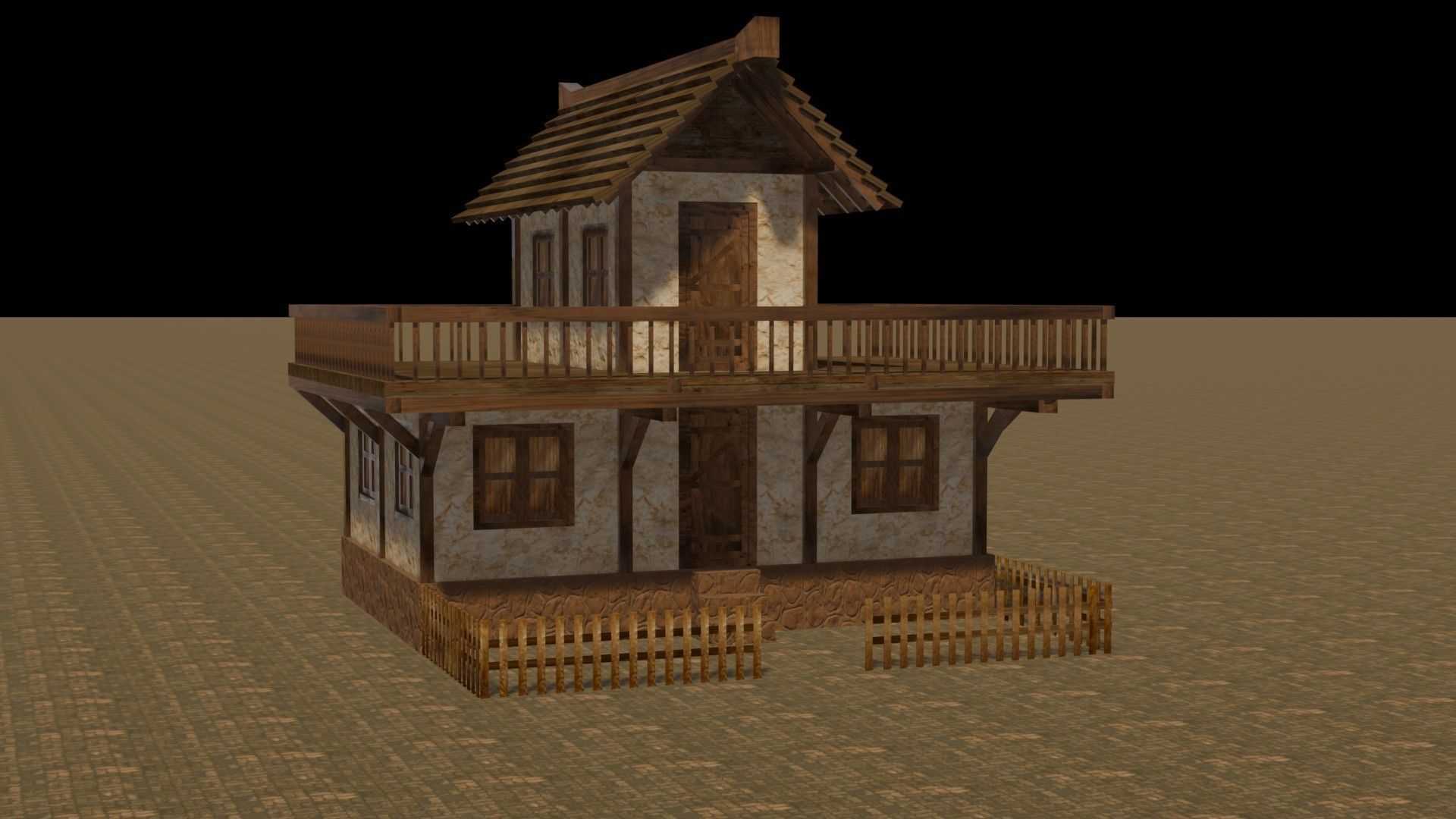 Medieval house eight 14 Low-poly 3D model_16