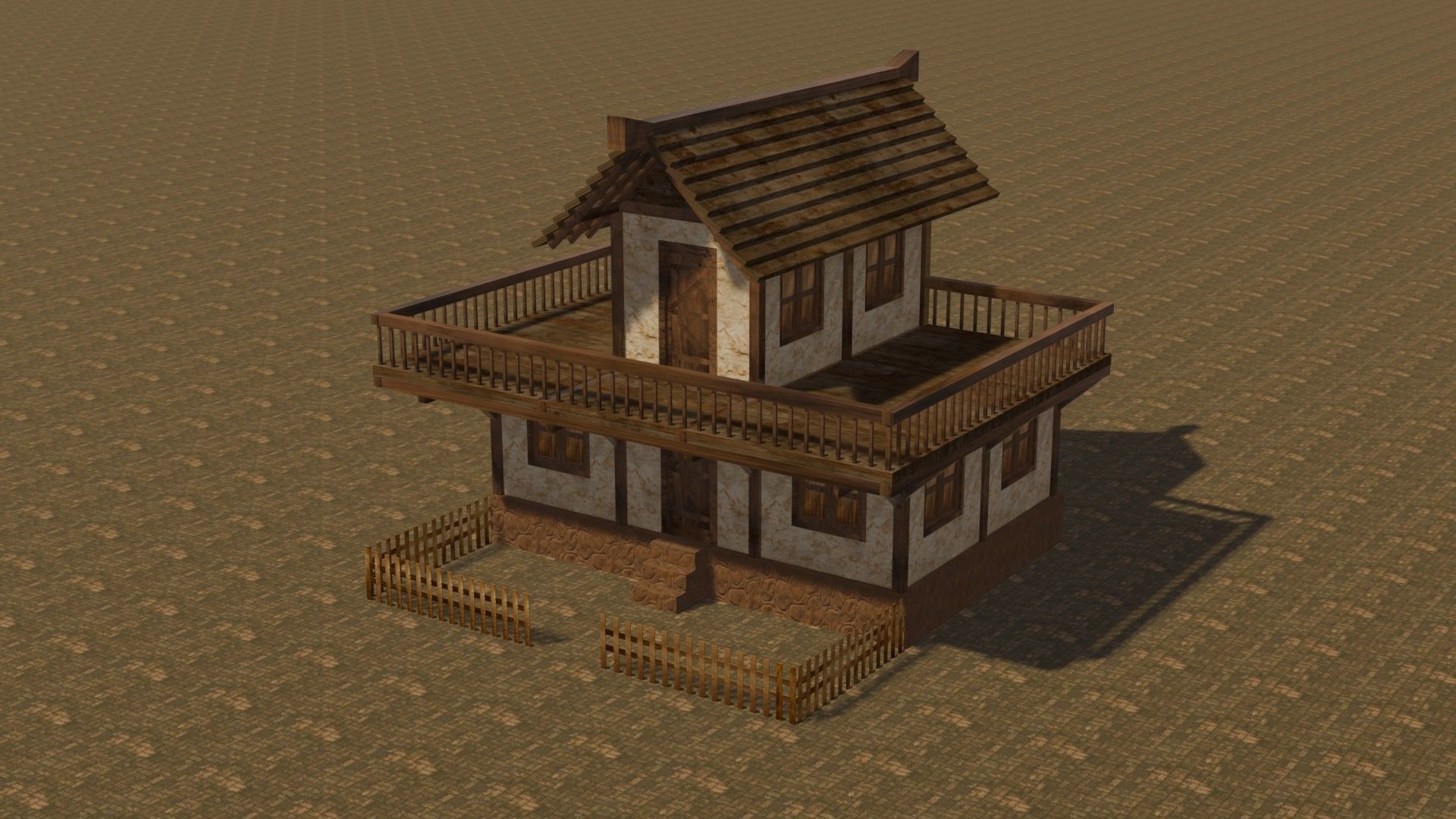 Medieval house eight 14 Low-poly 3D model_2