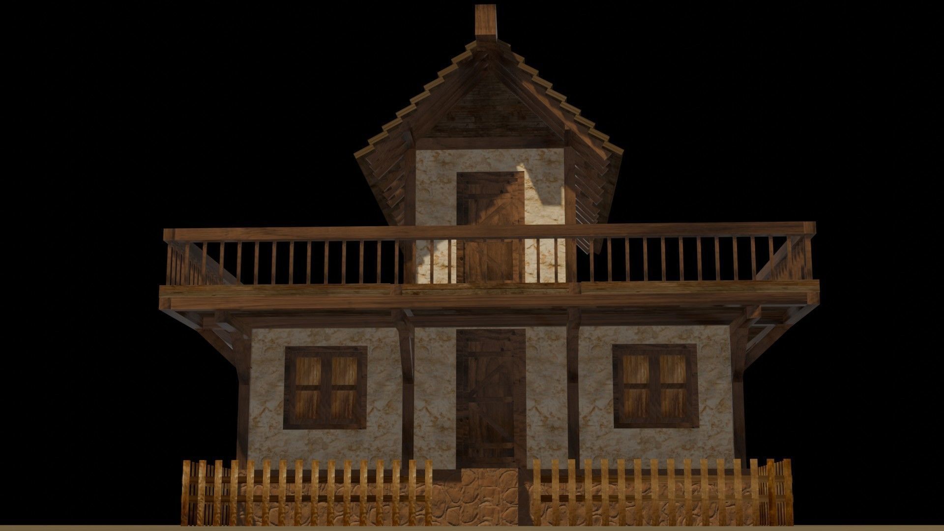 Medieval house eight 14 Low-poly 3D model_10