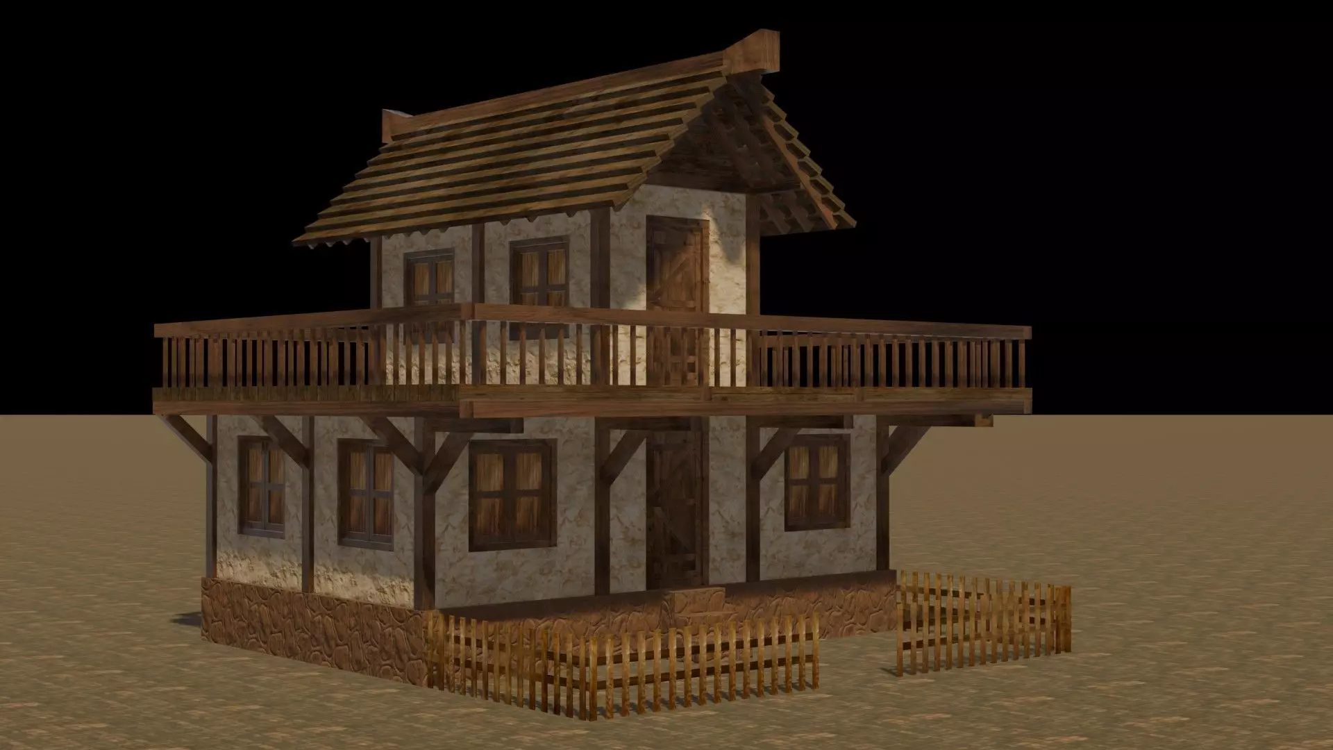 Medieval house eight 14 Low-poly 3D model_0