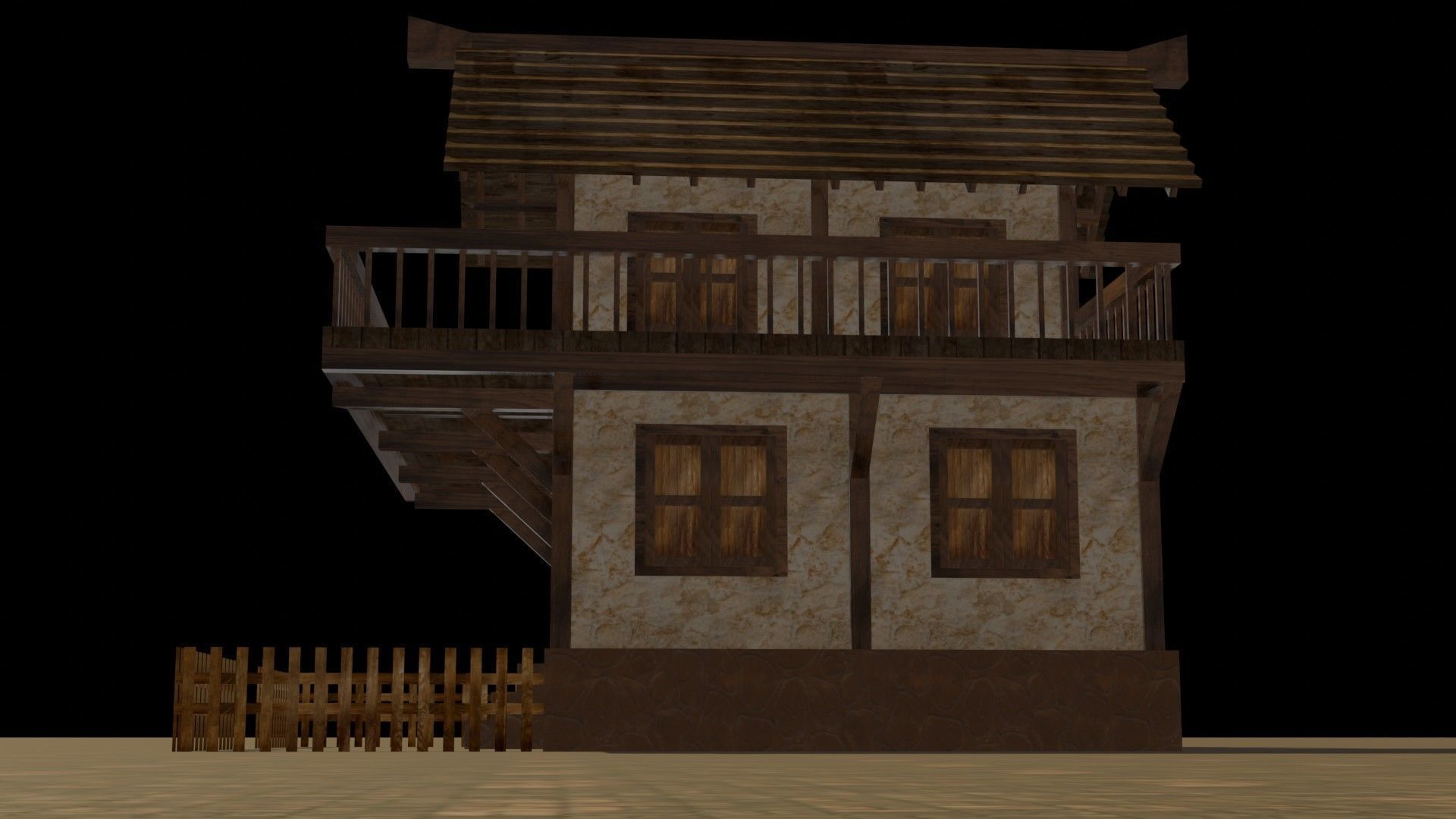 Medieval house eight 14 Low-poly 3D model_12