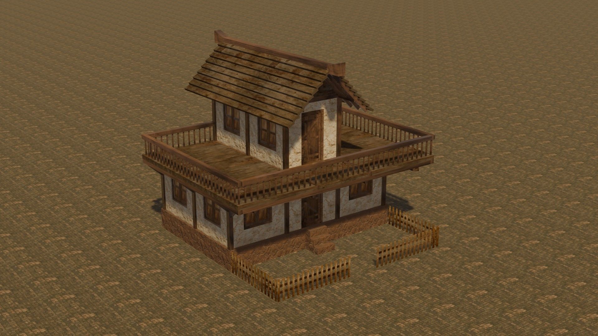 Medieval house eight 14 Low-poly 3D model_4