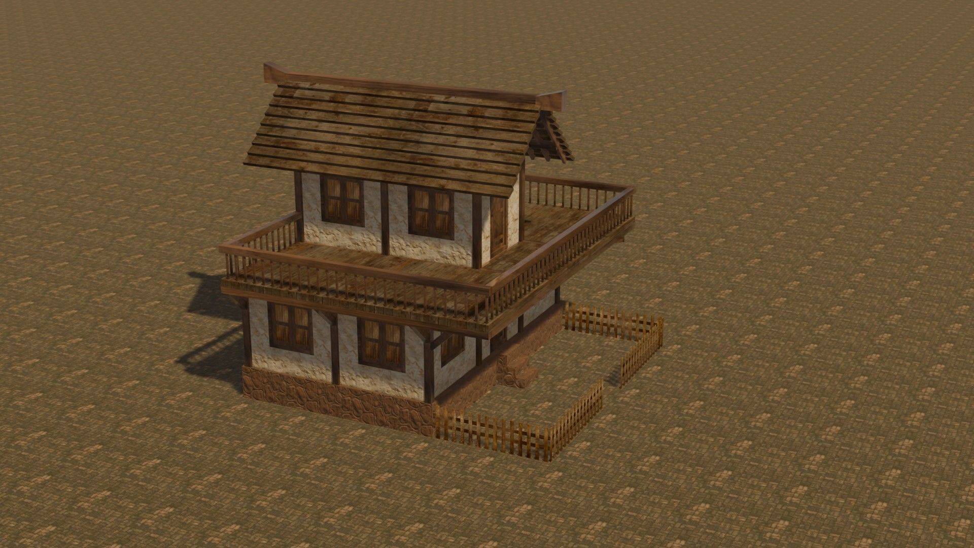 Medieval house eight 14 Low-poly 3D model_5