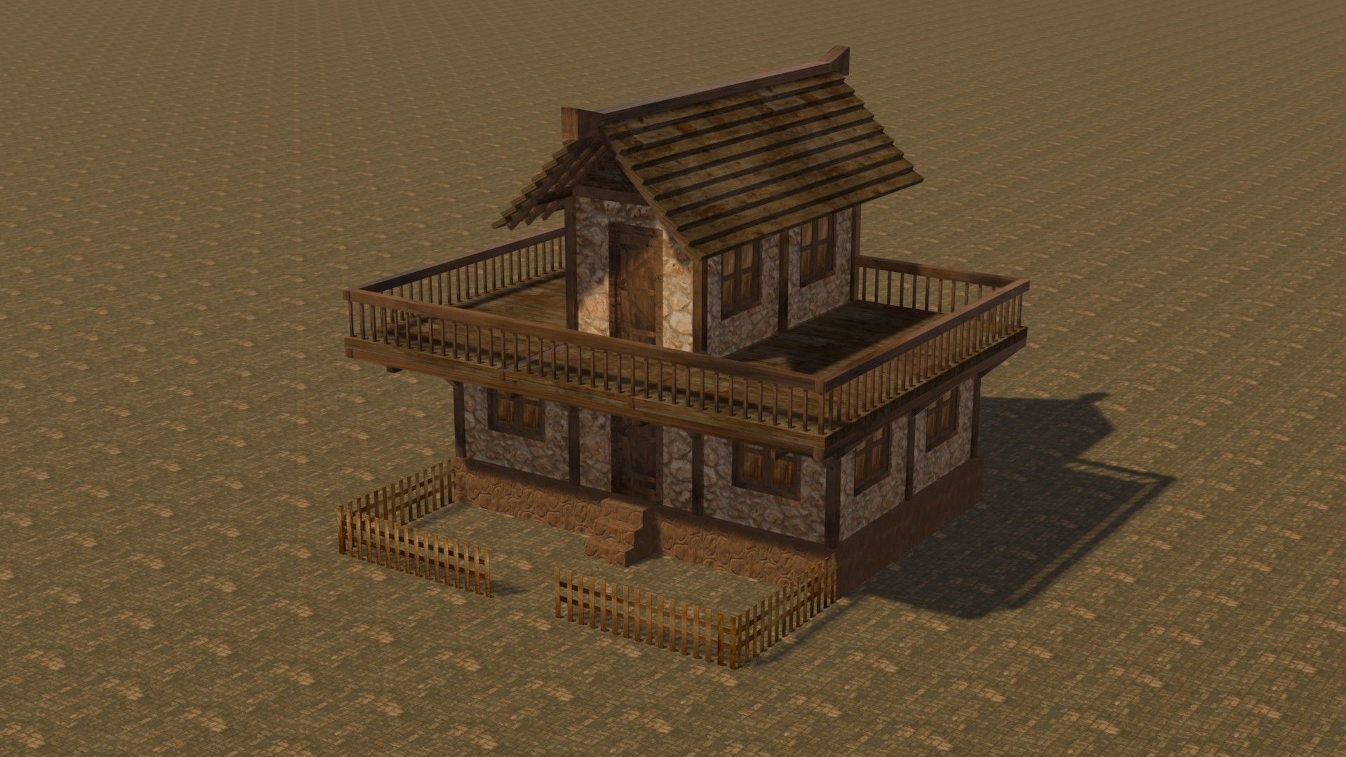 Medieval house eight 12 Low-poly 3D model_2