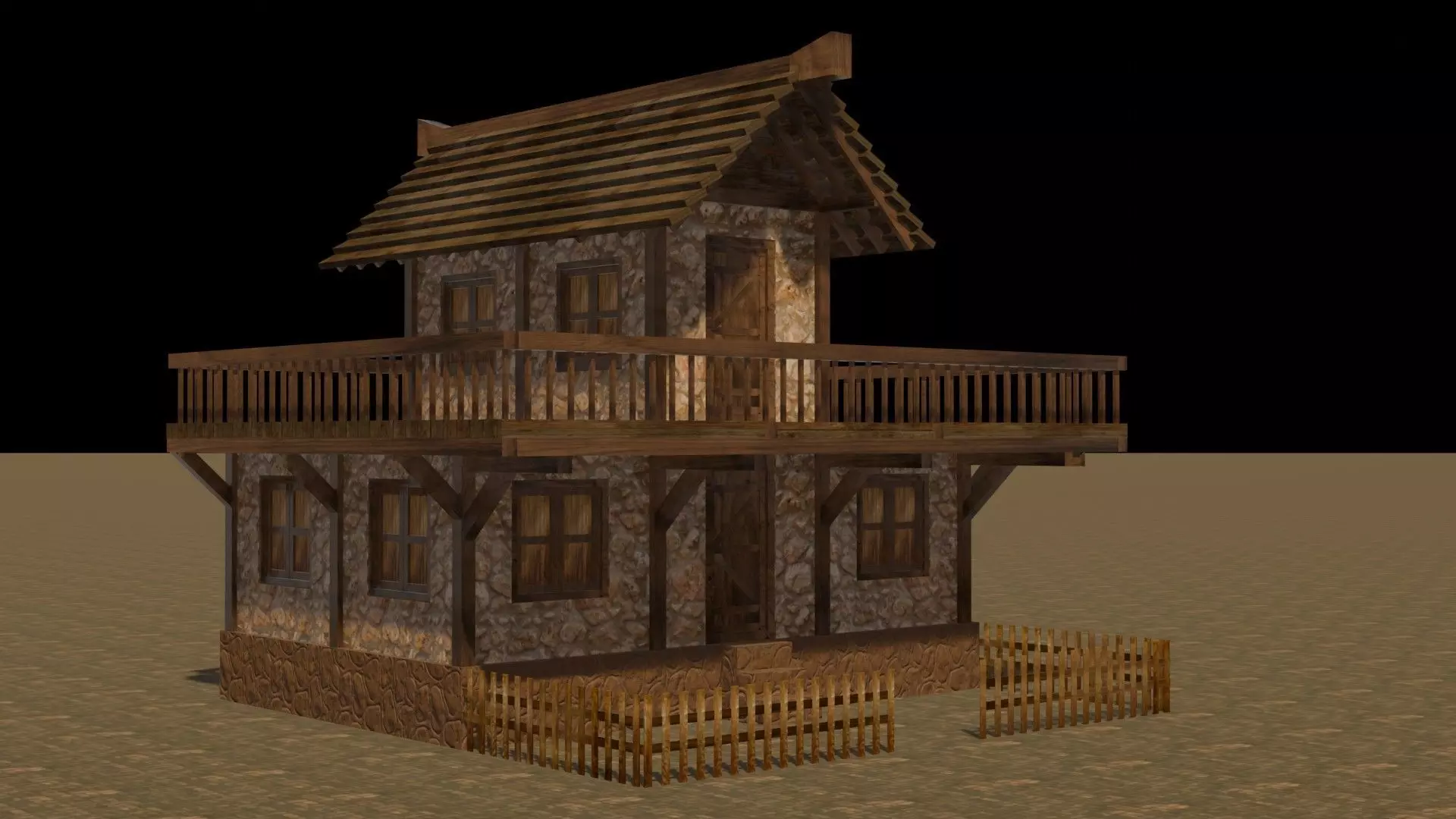 Medieval house eight 12 Low-poly 3D model_0