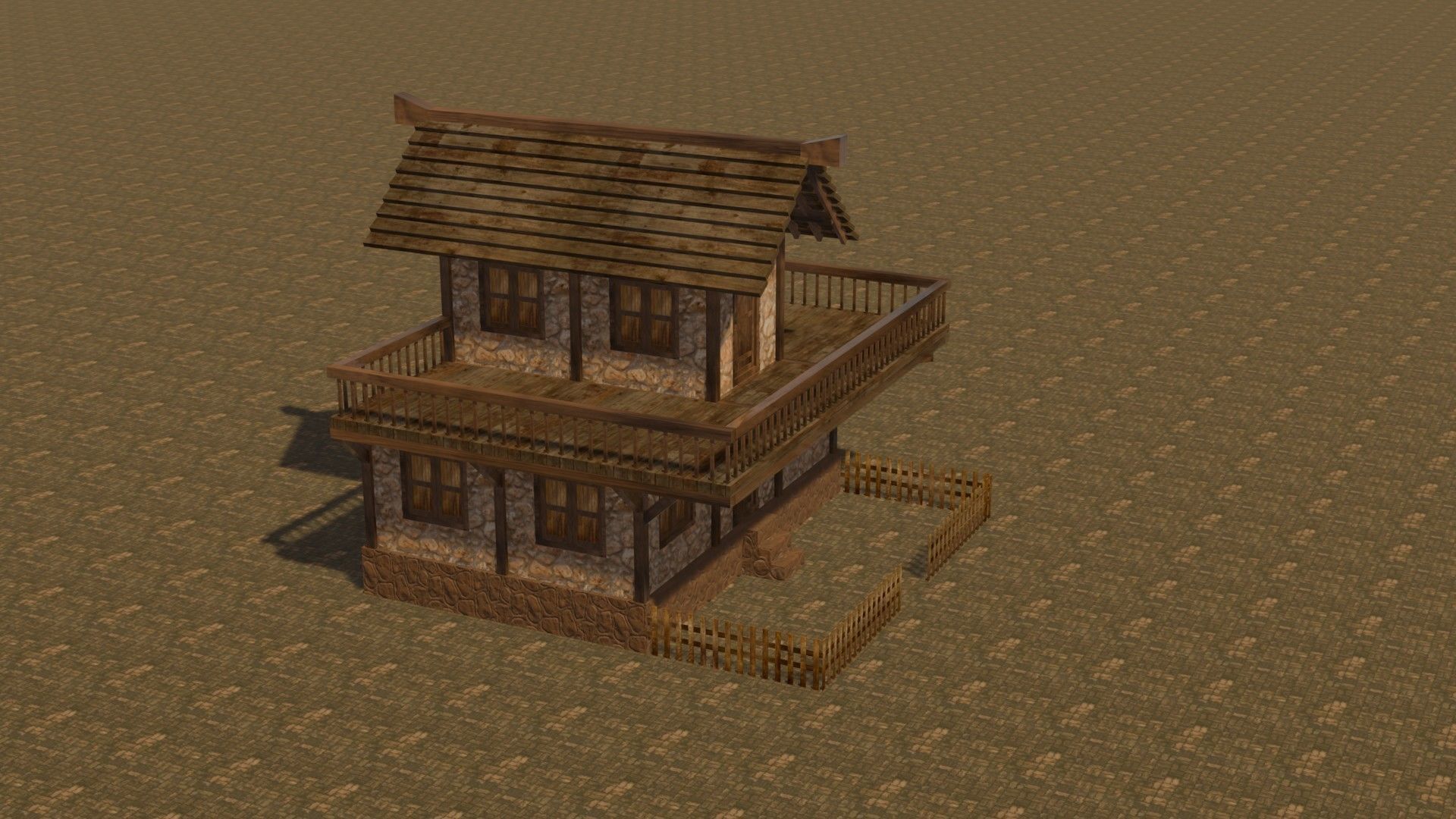 Medieval house eight 12 Low-poly 3D model_5