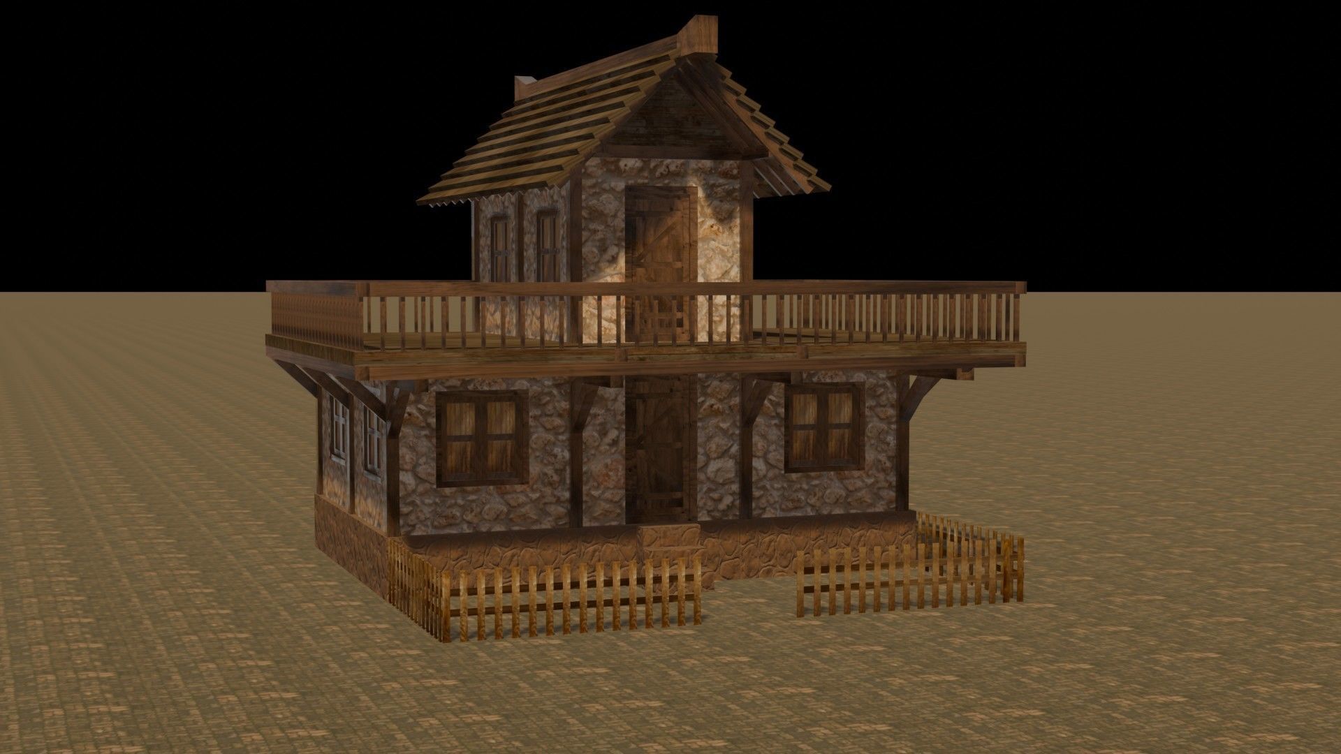 Medieval house eight 12 Low-poly 3D model_16