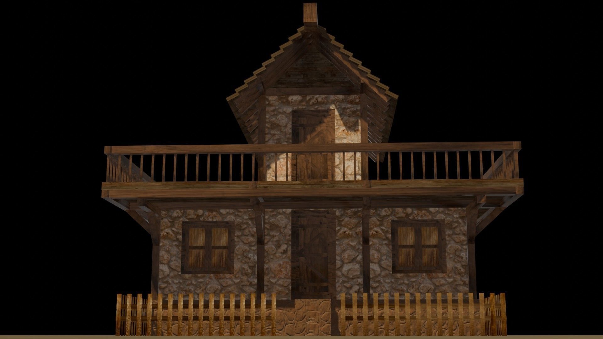 Medieval house eight 12 Low-poly 3D model_10