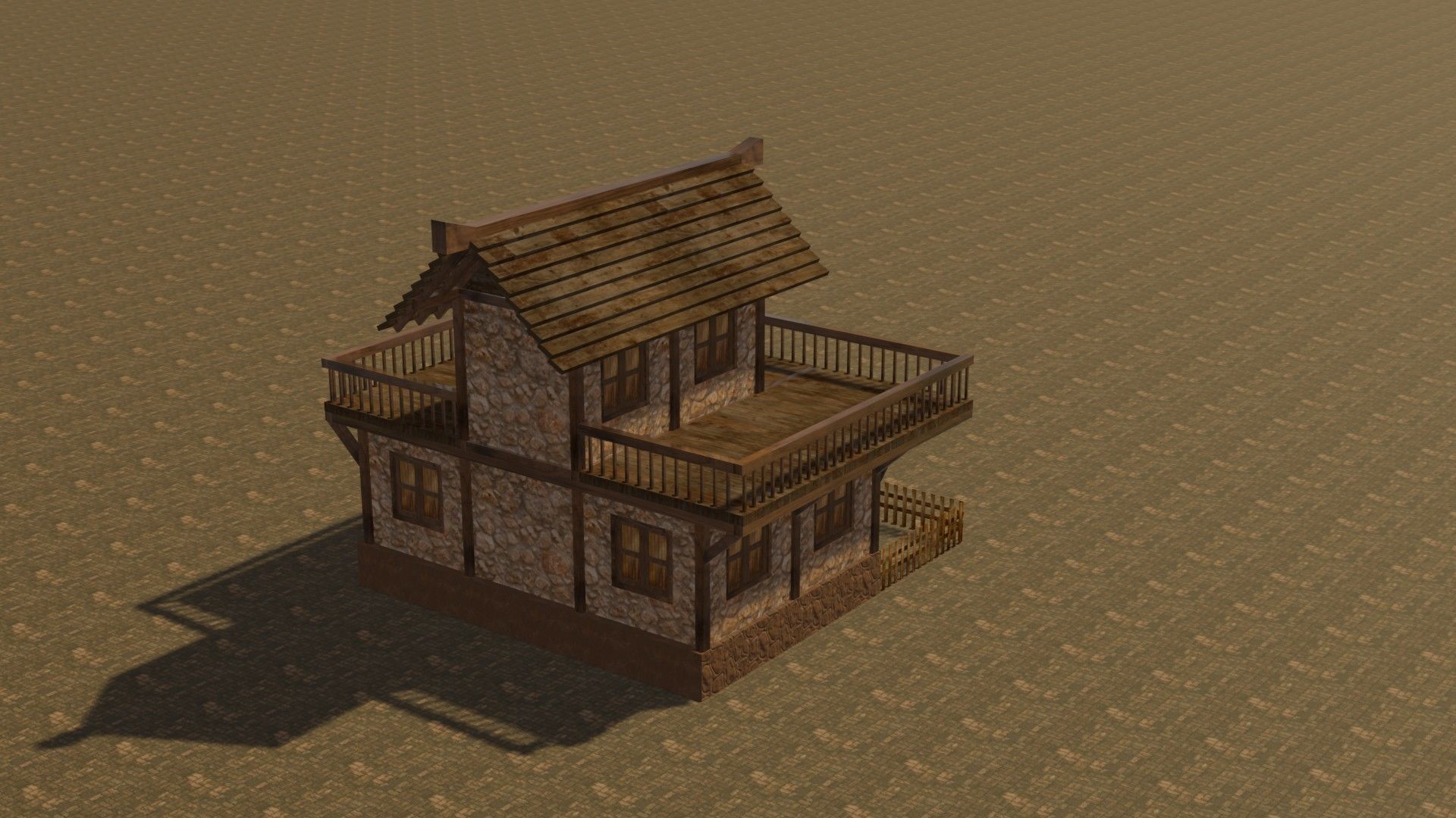 Medieval house eight 12 Low-poly 3D model_7