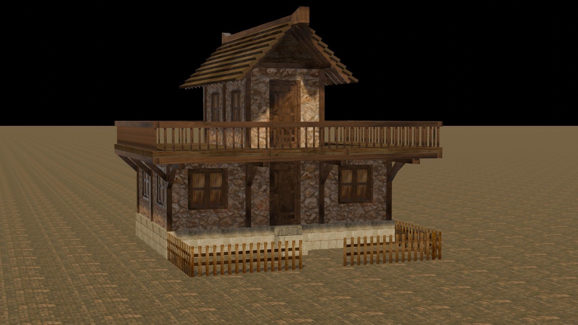 Medieval house eight 11 Low-poly 3D model_16