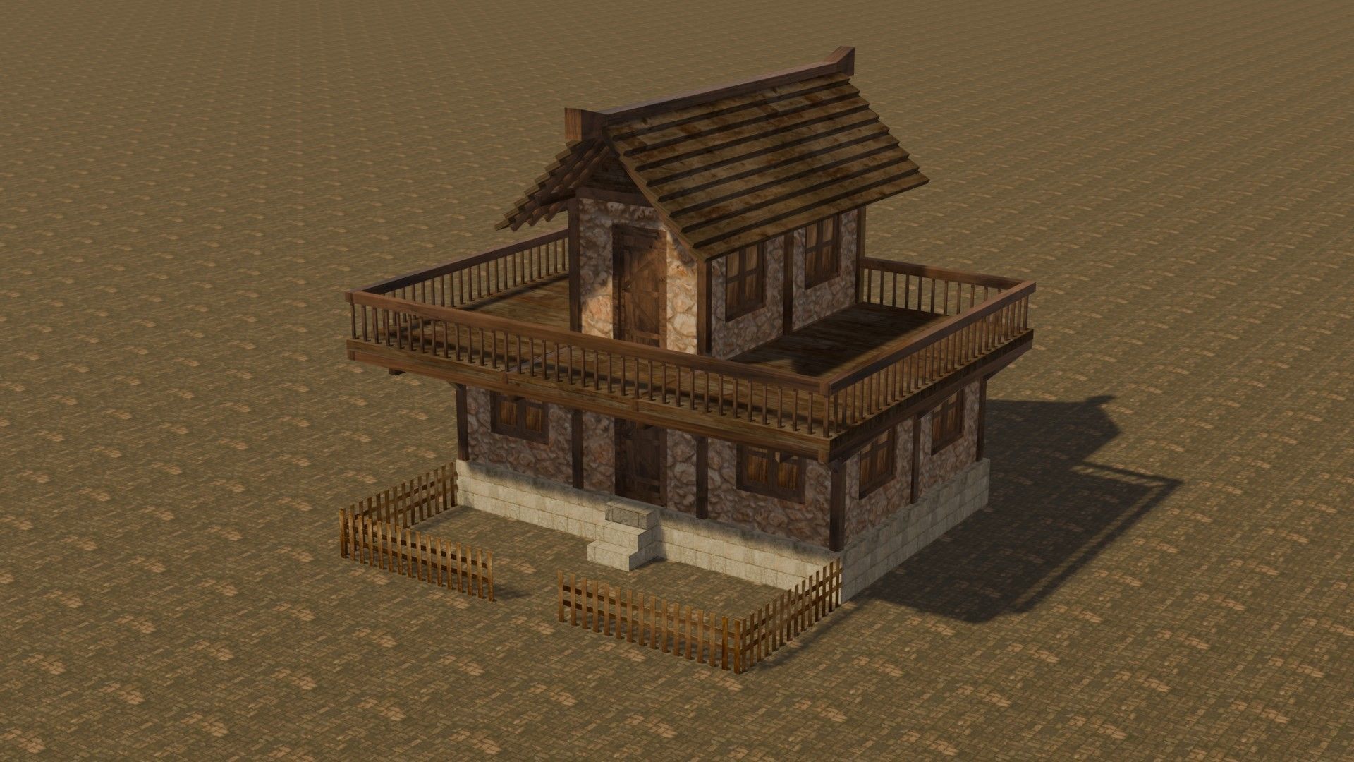 Medieval house eight 11 Low-poly 3D model_2