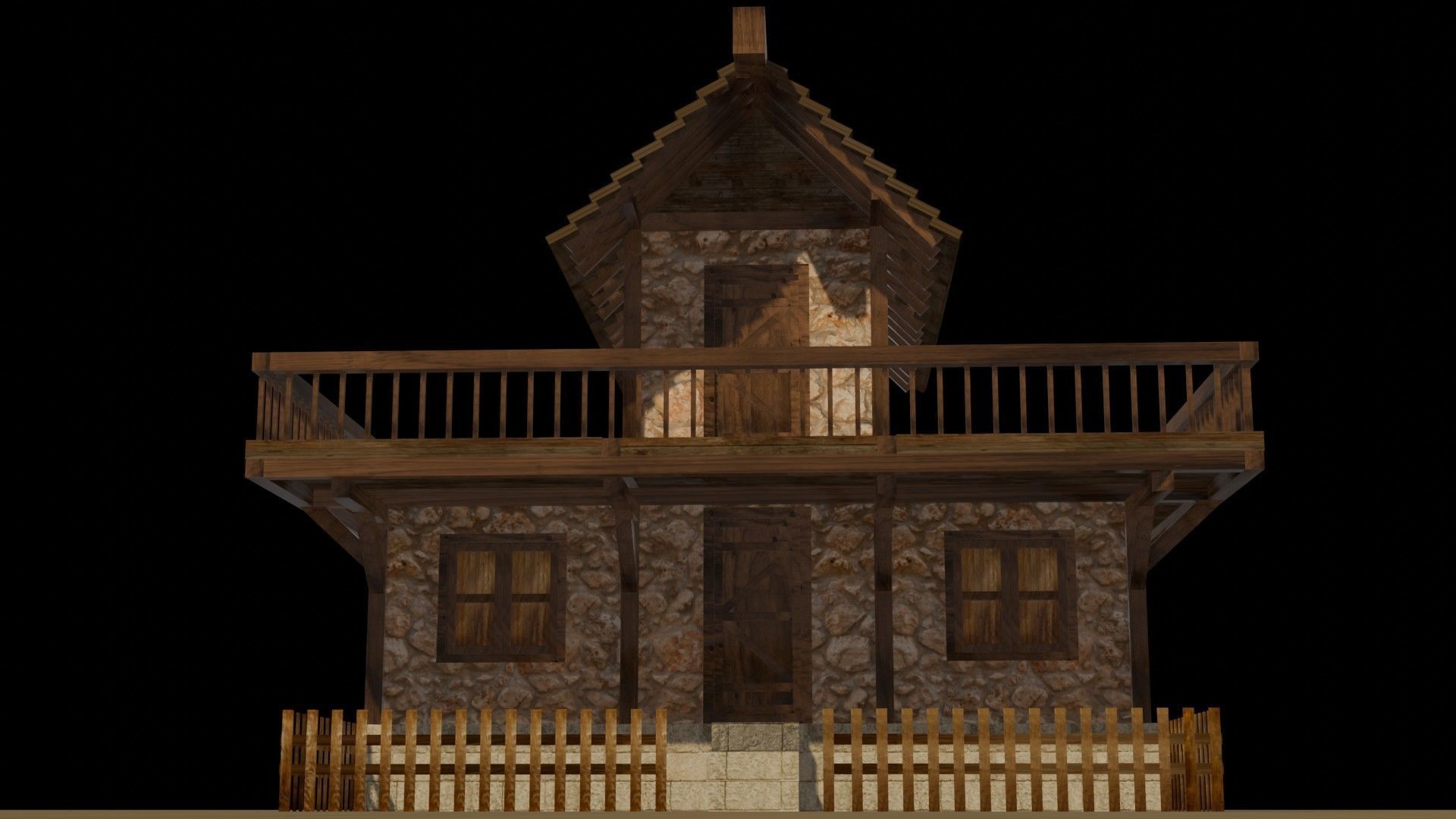 Medieval house eight 11 Low-poly 3D model_10