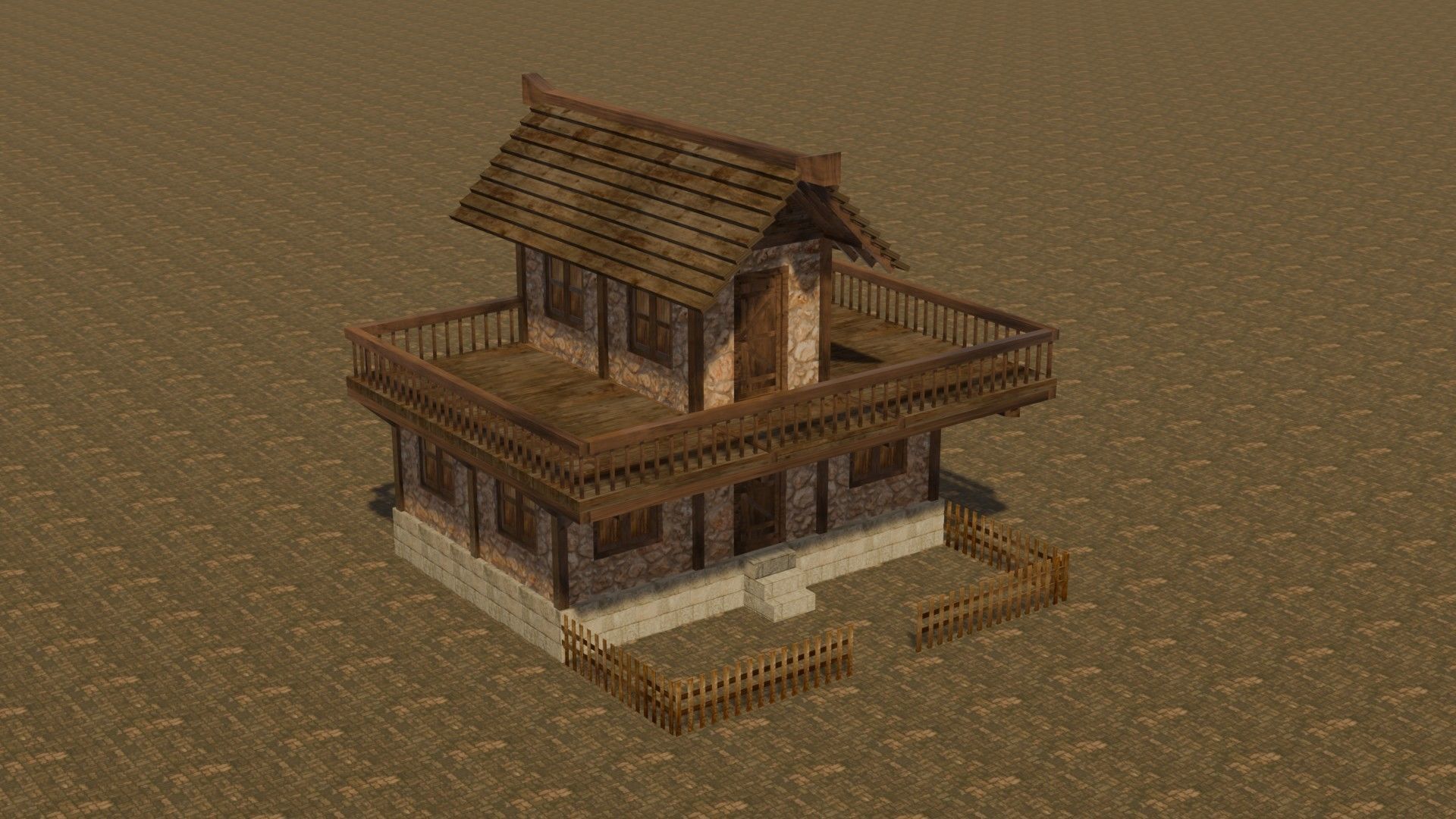 Medieval house eight 11 Low-poly 3D model_4