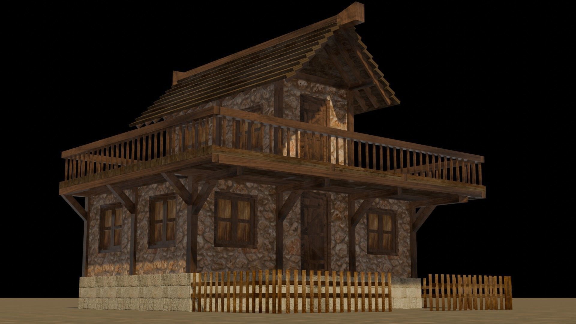 Medieval house eight 11 Low-poly 3D model_11