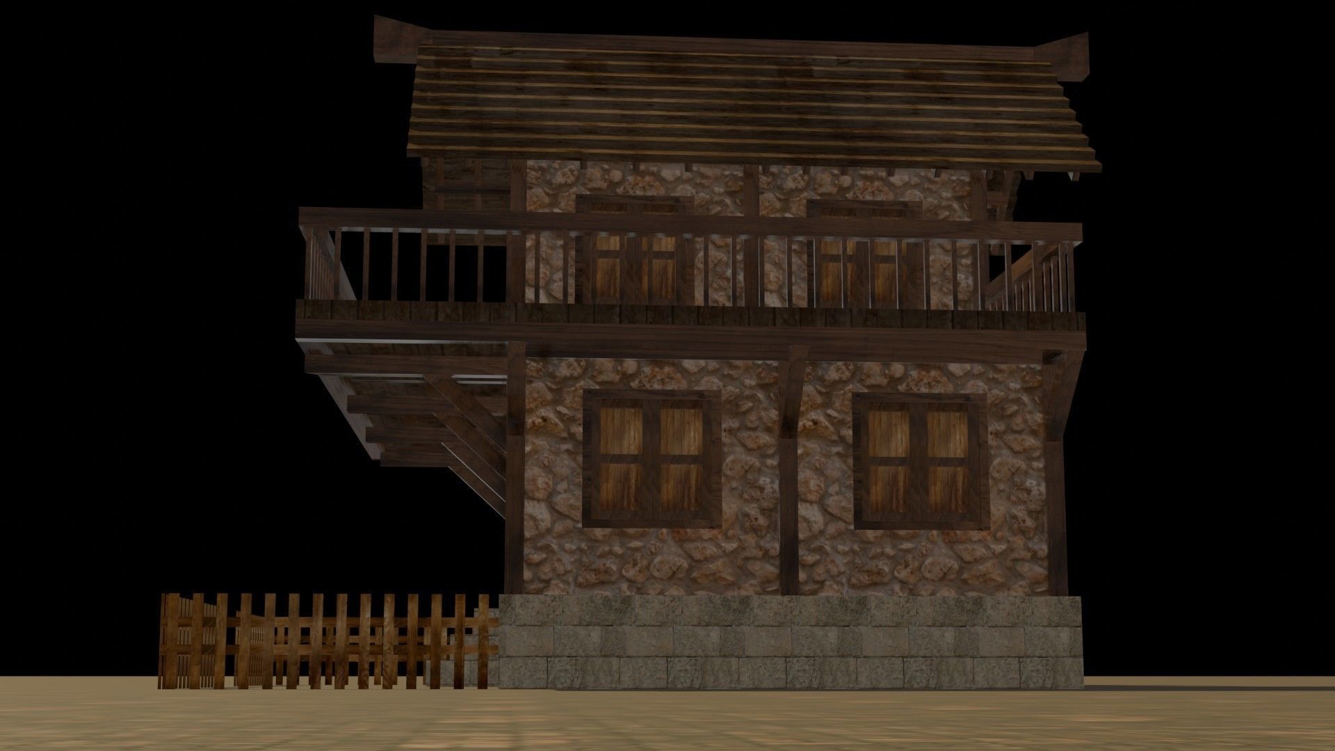 Medieval house eight 11 Low-poly 3D model_12