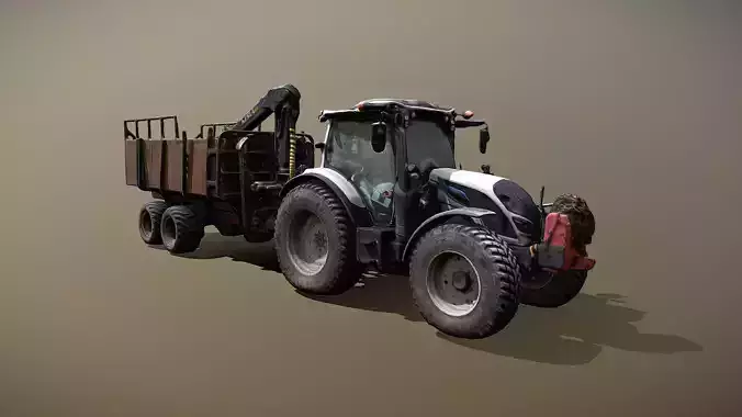 Tractor With Kesla 600T Hydraulic lifter 3D Model