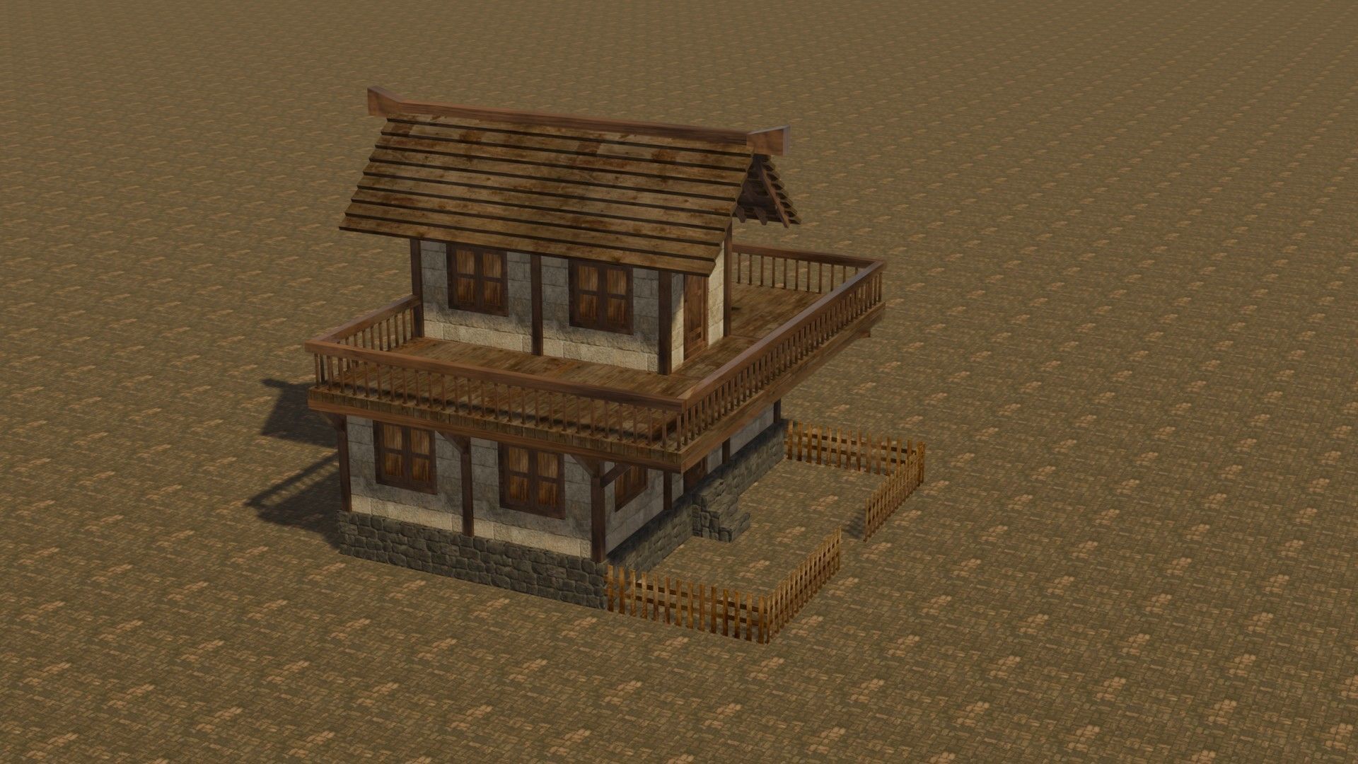 Medieval house eight 1 Low-poly 3D model_5