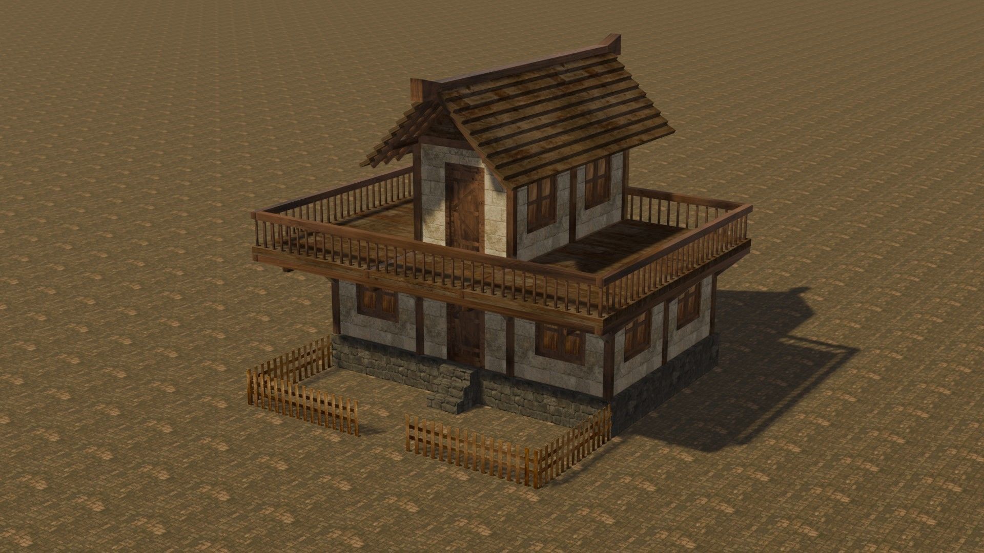 Medieval house eight 1 Low-poly 3D model_2