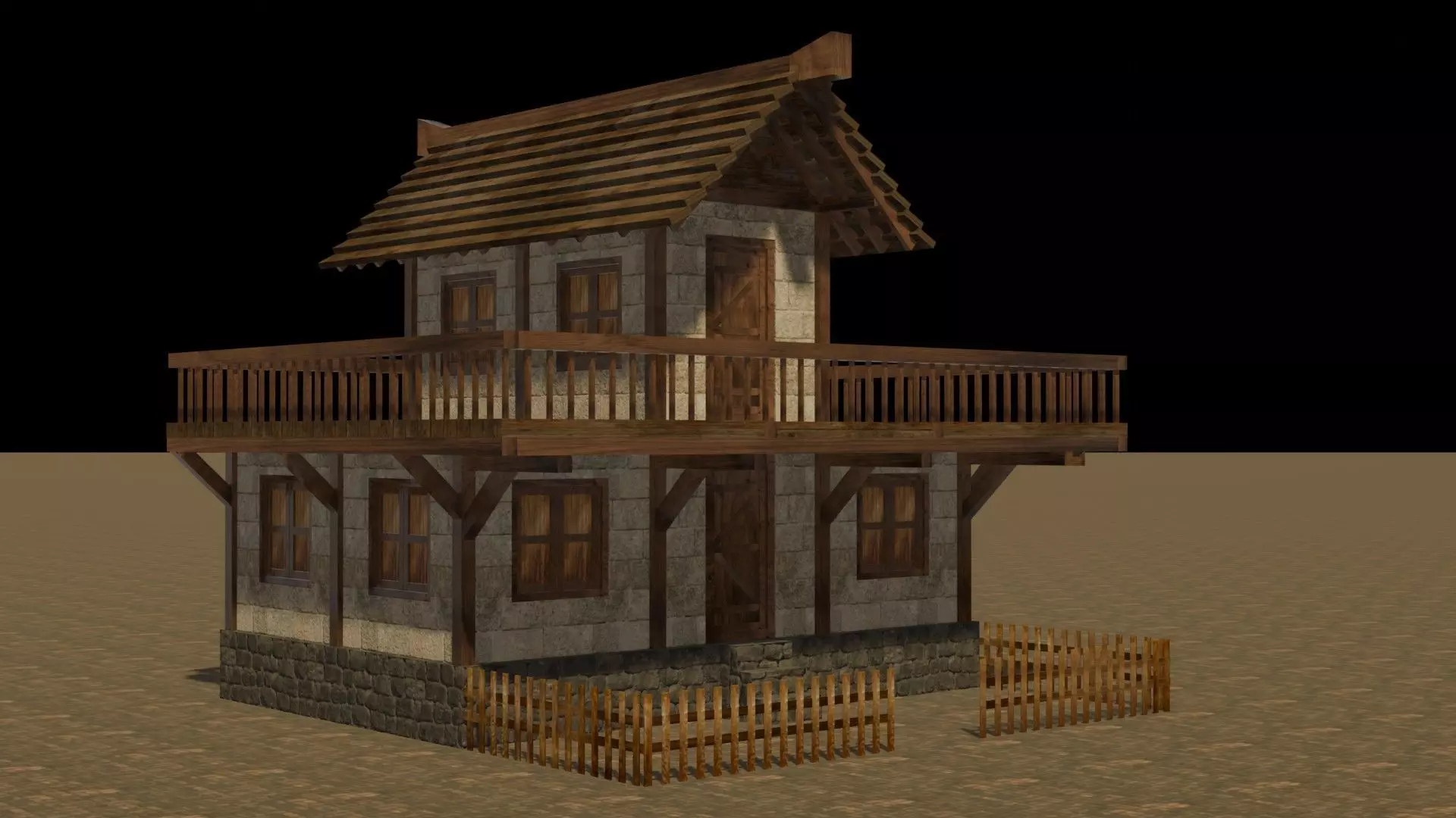 Medieval house eight 1 Low-poly 3D model_0