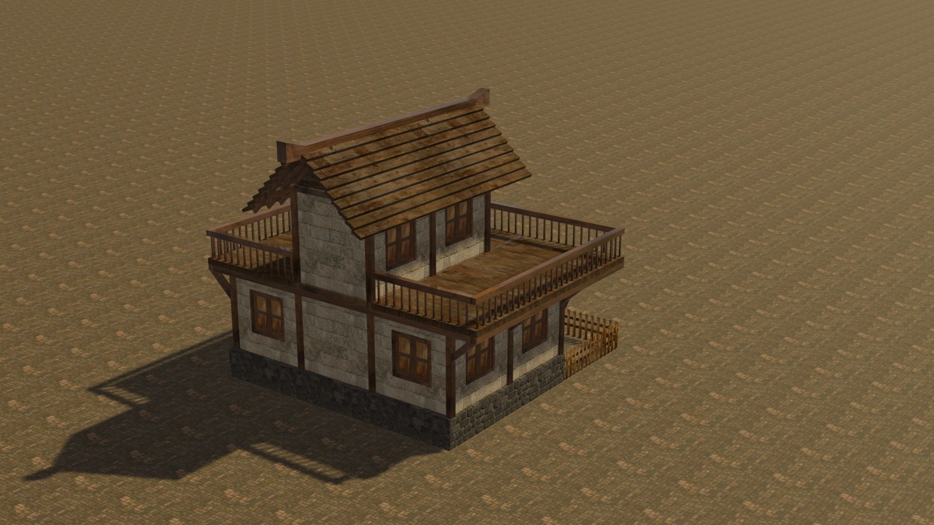 Medieval house eight 1 Low-poly 3D model_7