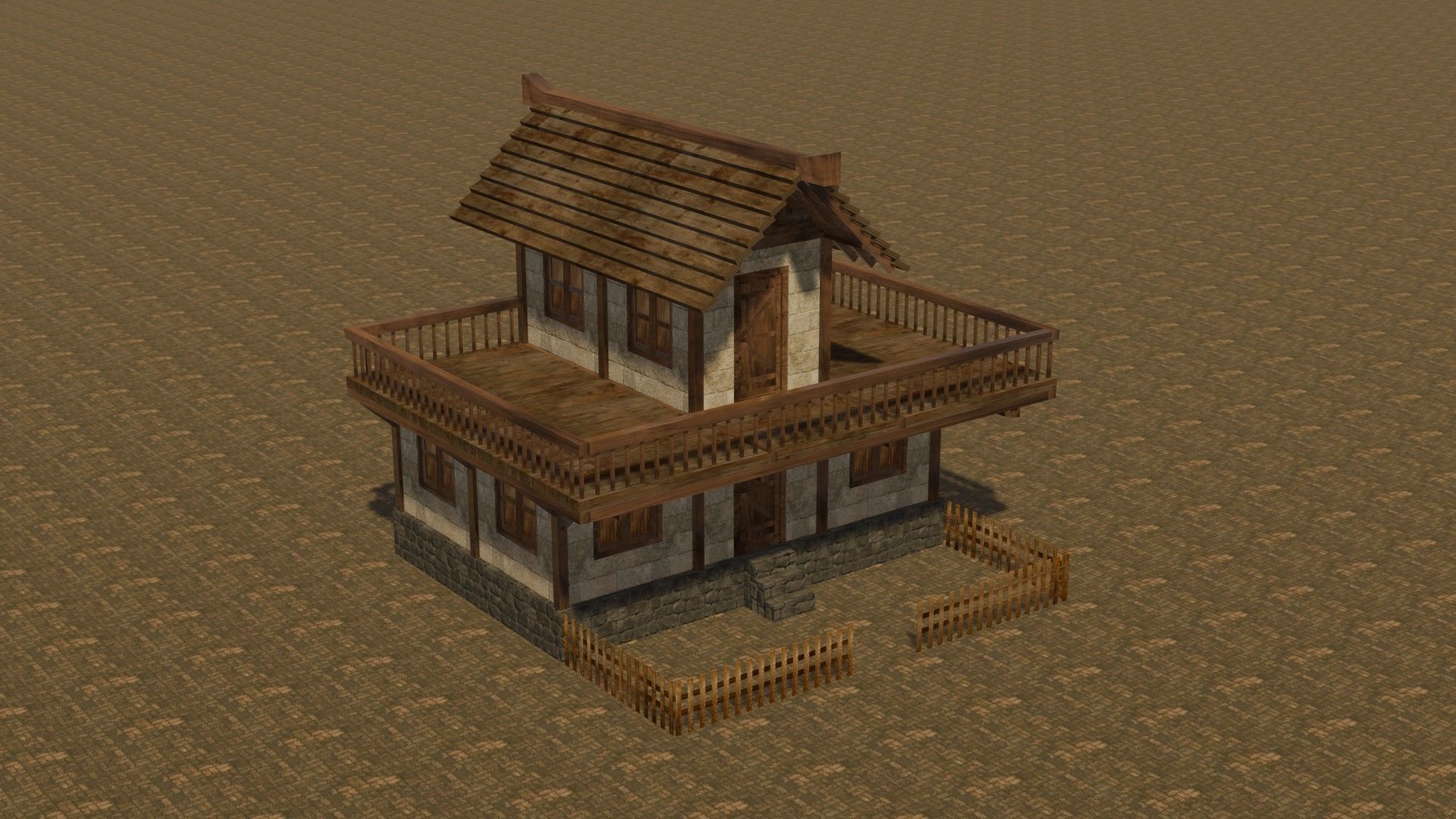 Medieval house eight 1 Low-poly 3D model_4