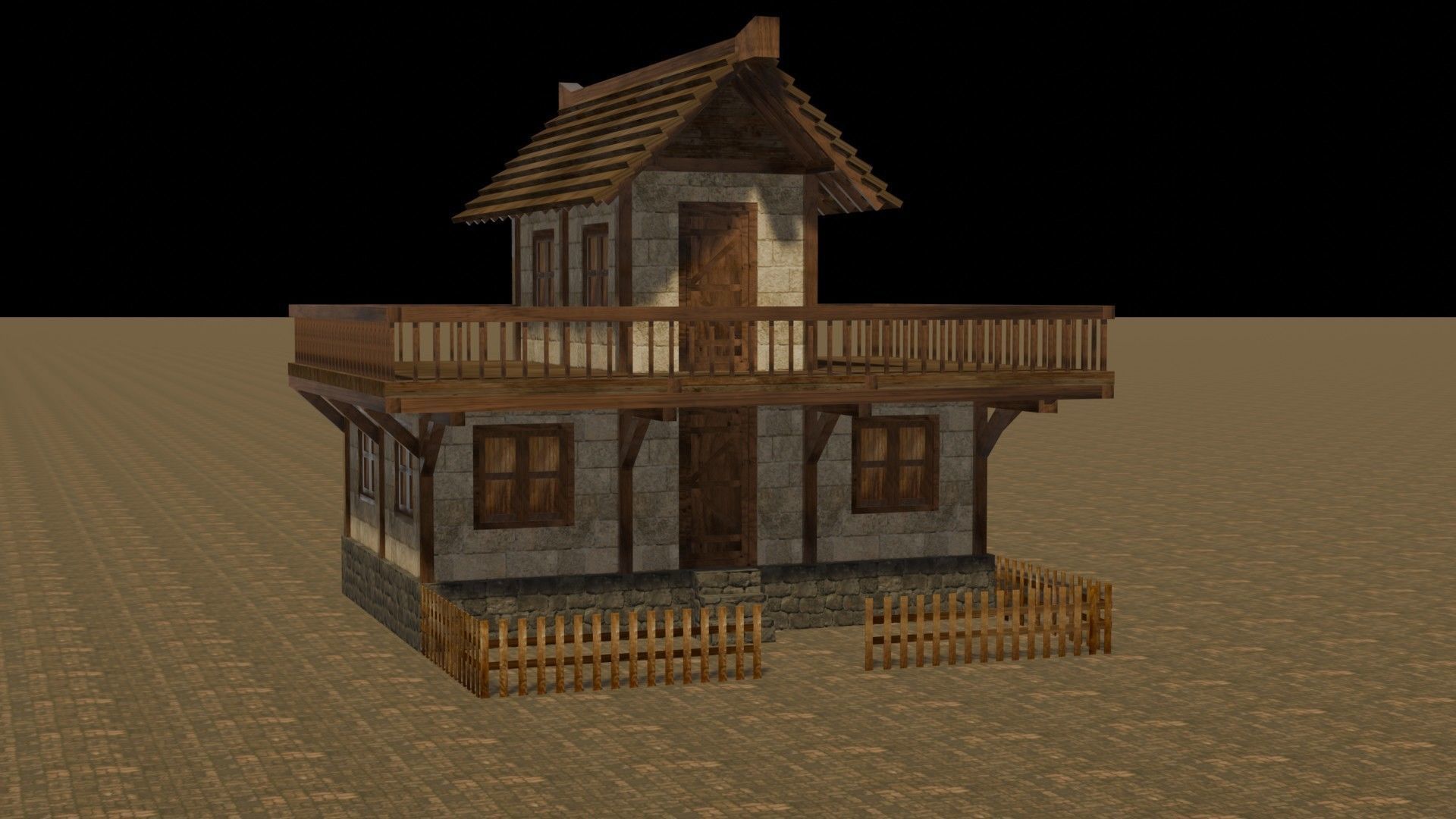 Medieval house eight 1 Low-poly 3D model_16