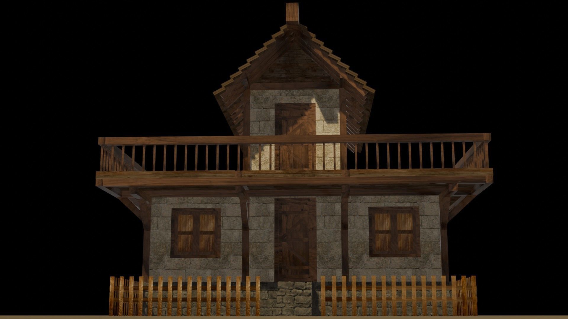 Medieval house eight 1 Low-poly 3D model_10