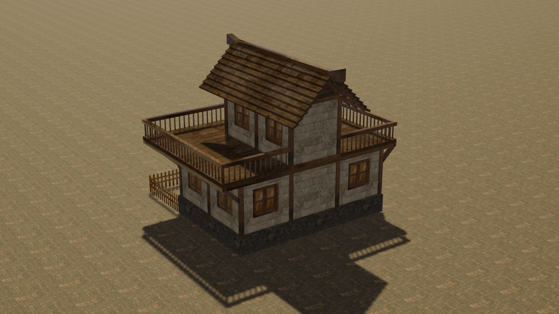 Medieval house eight 1 Low-poly 3D model_8