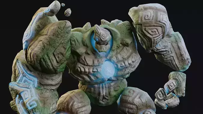 Stylized Game Character Creature - Stone Golem Low-poly 3D model