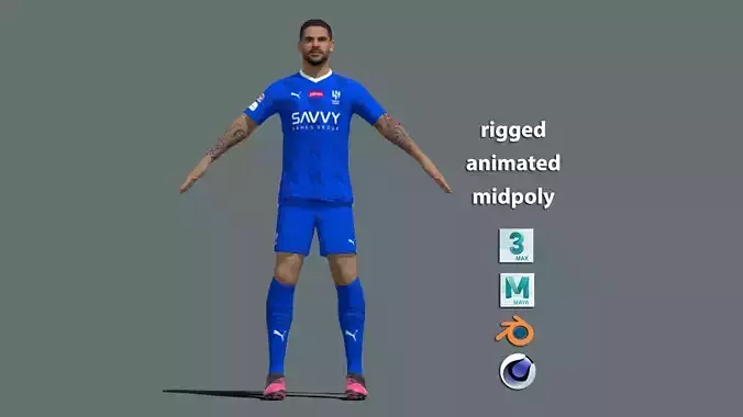 T-Pose Rigged Mitrovic Al Hilal 3D model