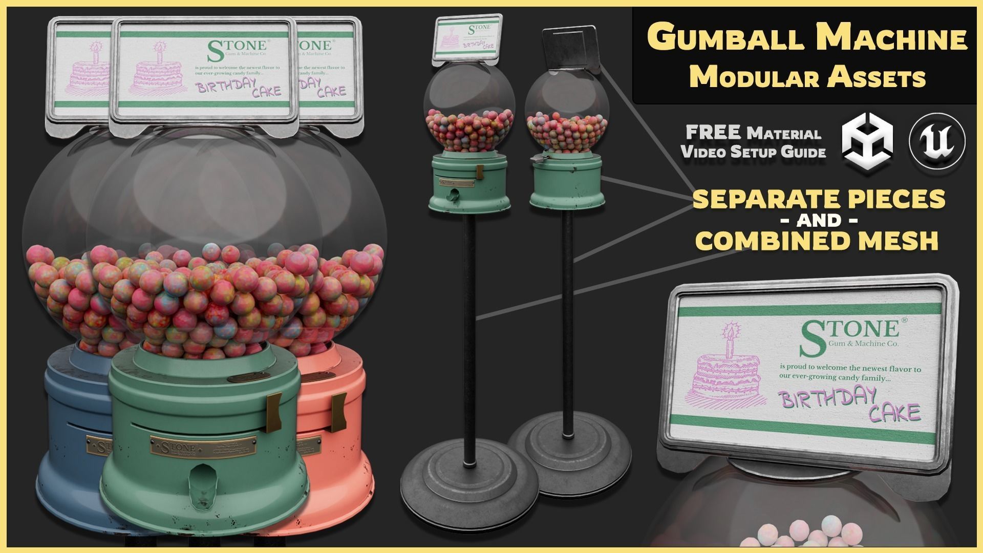 Modular Gumball Machine Low-poly 3D model_3