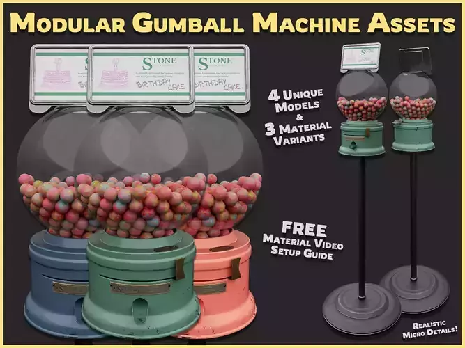Modular Gumball Machine Low-poly 3D model
