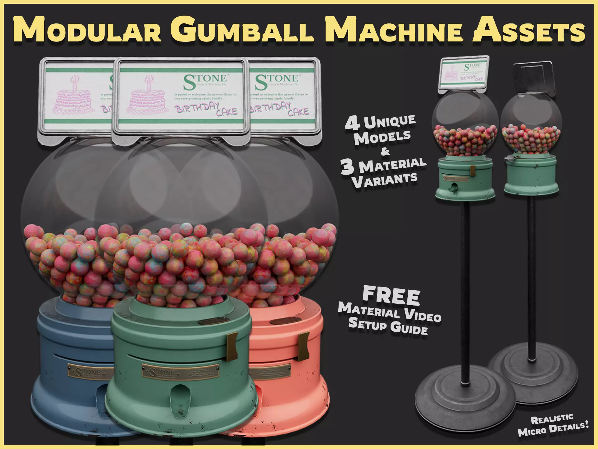 Modular Gumball Machine Low-poly 3D model_0