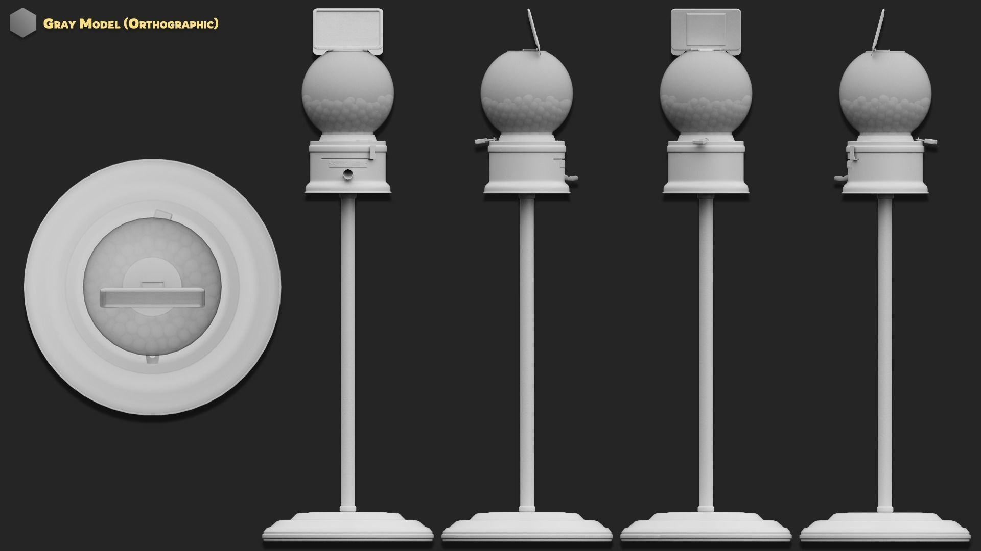 Modular Gumball Machine Low-poly 3D model_12