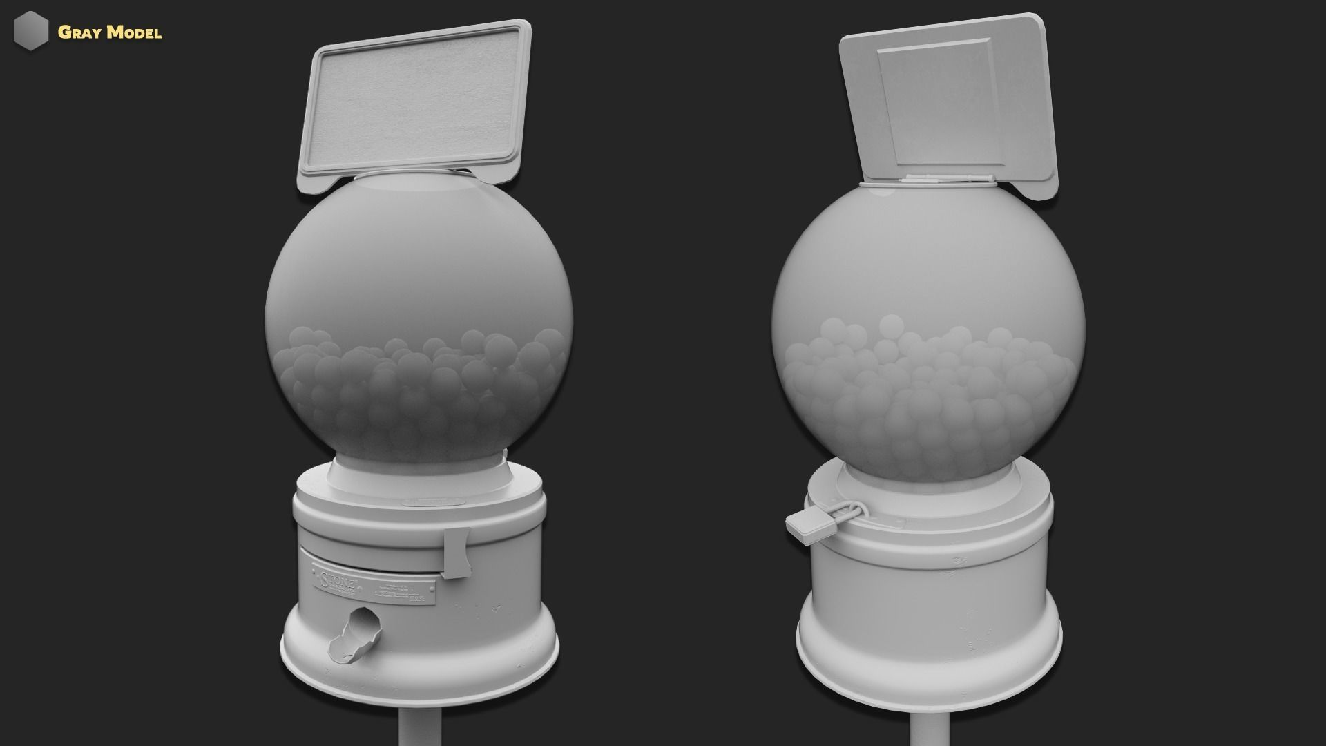 Modular Gumball Machine Low-poly 3D model_10
