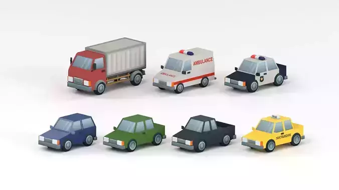 Cartoon Low Poly Car Pack