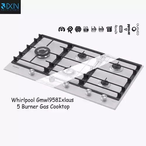 Whirlpool Gmwl958Ixlaus 5 Burner Gas Cooktop 3D model