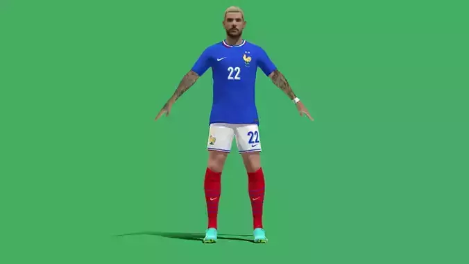 3D Rigged Theo Hernandez France Euro 2024 3D model