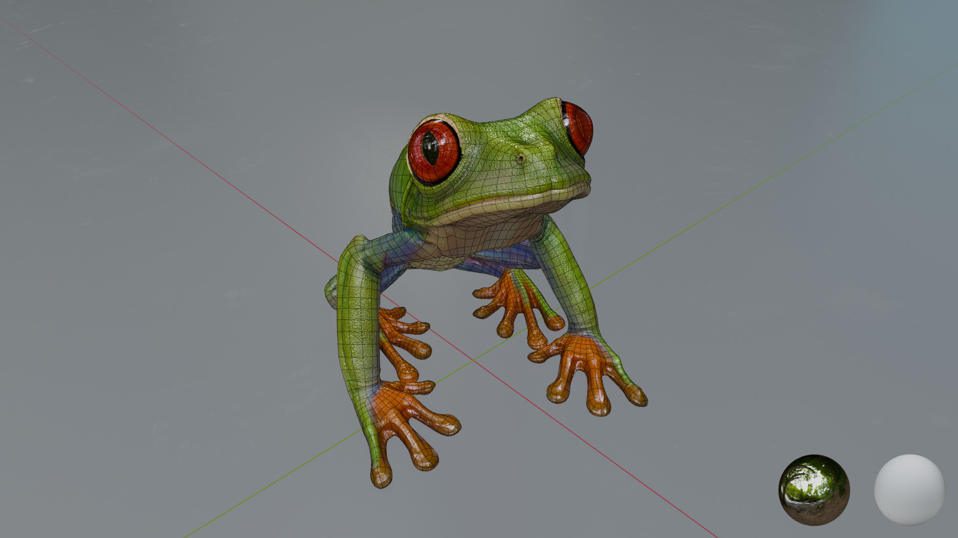 Red Tree Frog Low-poly 3D model_7
