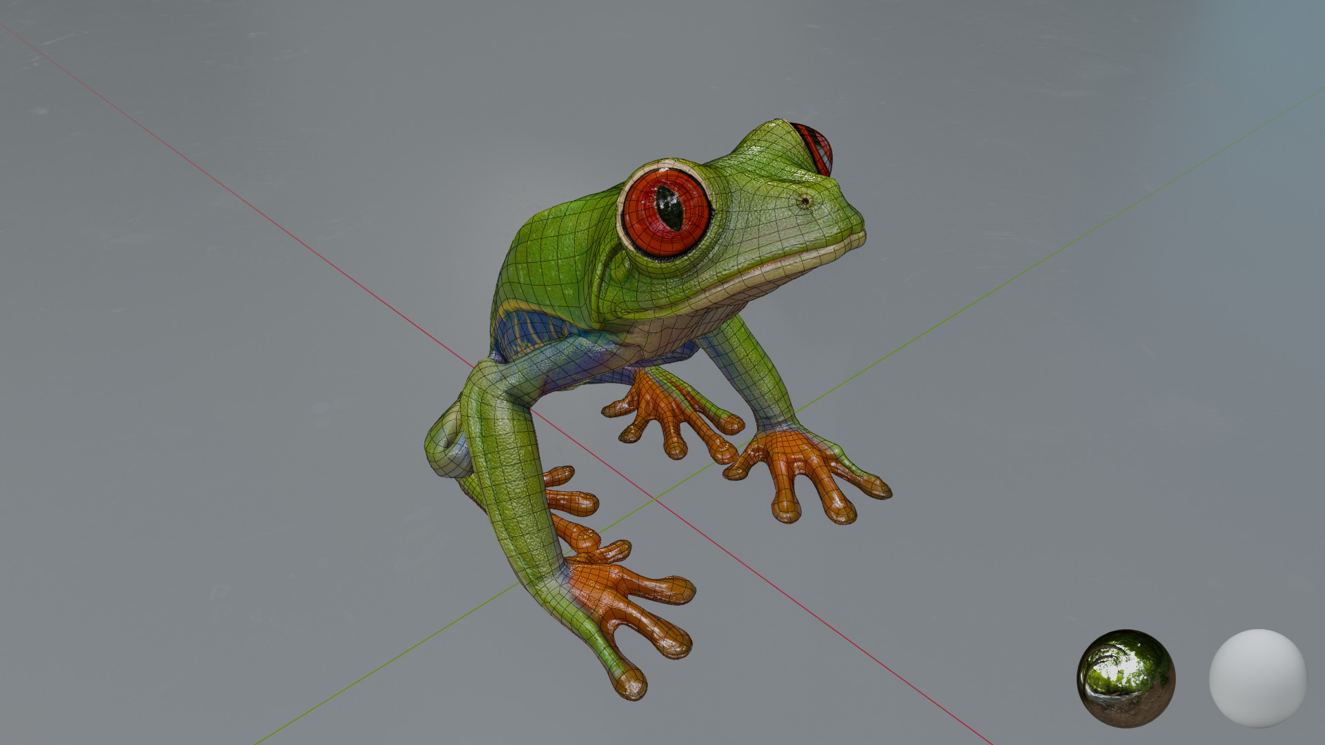 Red Tree Frog Low-poly 3D model_10